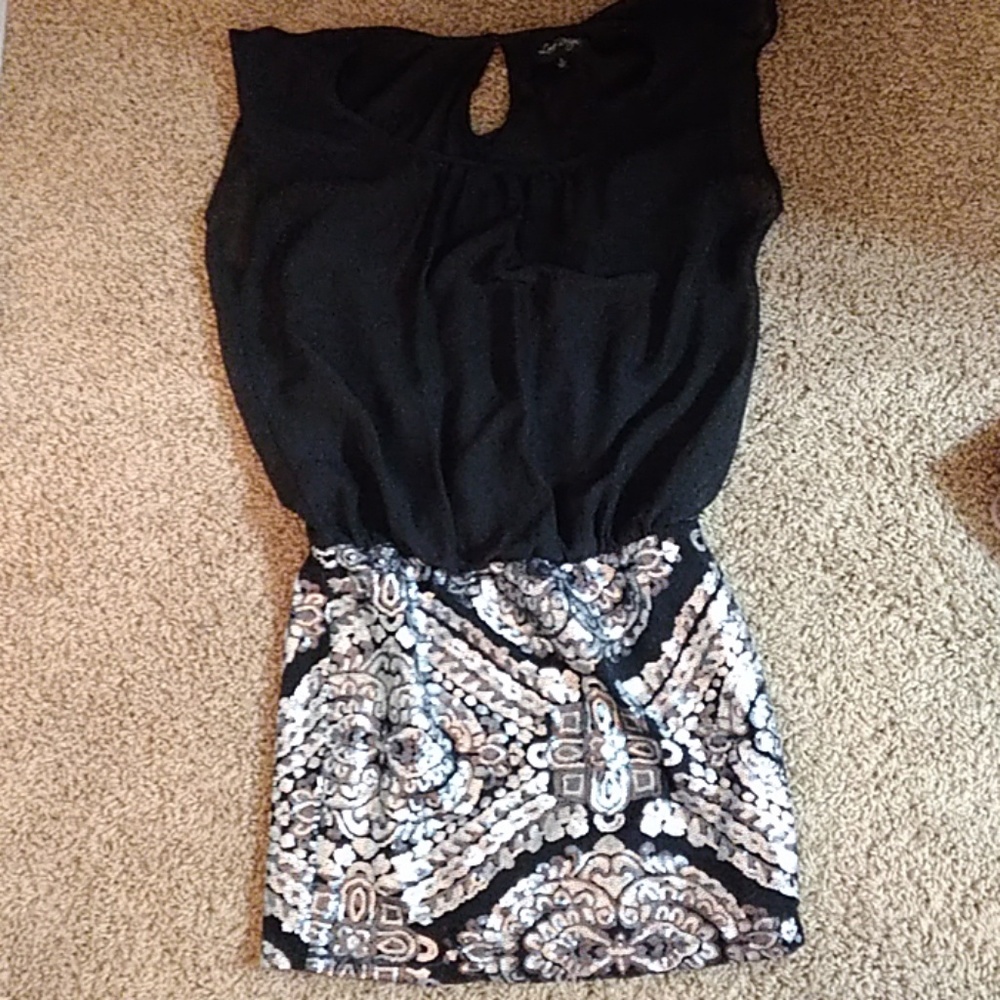 A sparkly mini dress